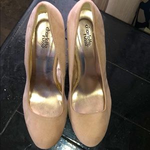 Beige wedge heels